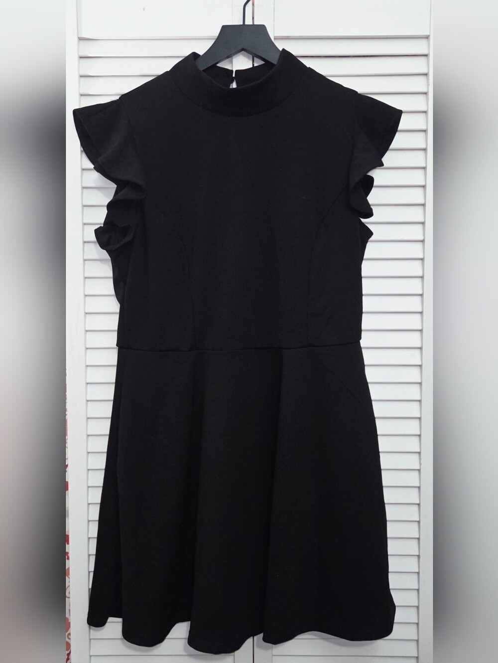 Trixxi Black Ruffle Sleeve Skater Dress